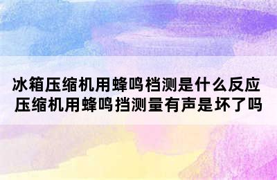 冰箱压缩机用蜂鸣档测是什么反应 压缩机用蜂鸣挡测量有声是坏了吗